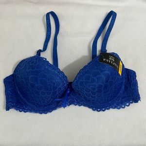 FAYLINA WOMEN ROYAL BLUE LACE PADDED BRA 34B